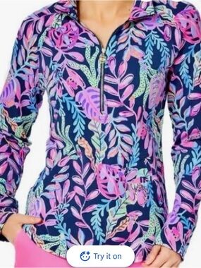 Lilly Pulitzer Skipper Half Zip You’ve Been Spotted Jungle Print Half Zip